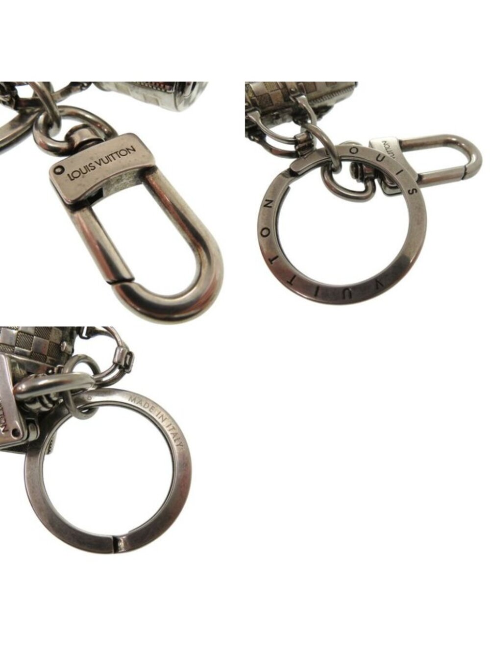 Louis Vuitton The Keepall Charm Damier Key Holder Metal Silver 1158 - Picture 10 of 10